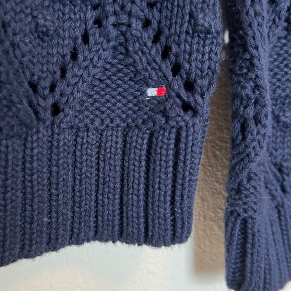 NWT Tommy Hilfiger Classic Navy Open Knit Sweater - Size L - Picture 3 of 9